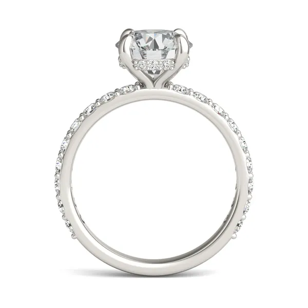 Round Custom Hidden Halo Bold 3/4 Eternity Engagement Ring Setting